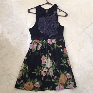 NWOT Free People navy floral embroidered dress